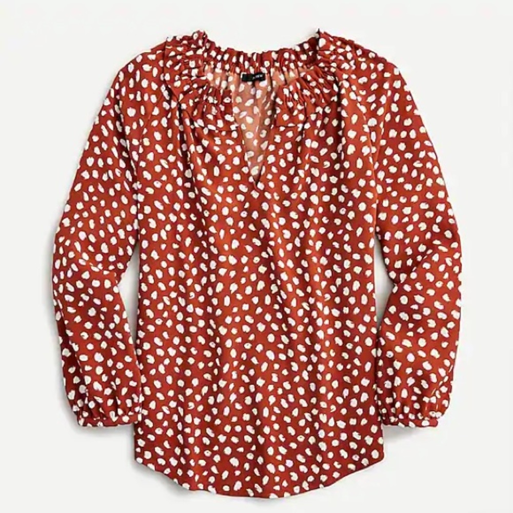 NWT J. Crew Drapey ruffleneck top in brushstroke